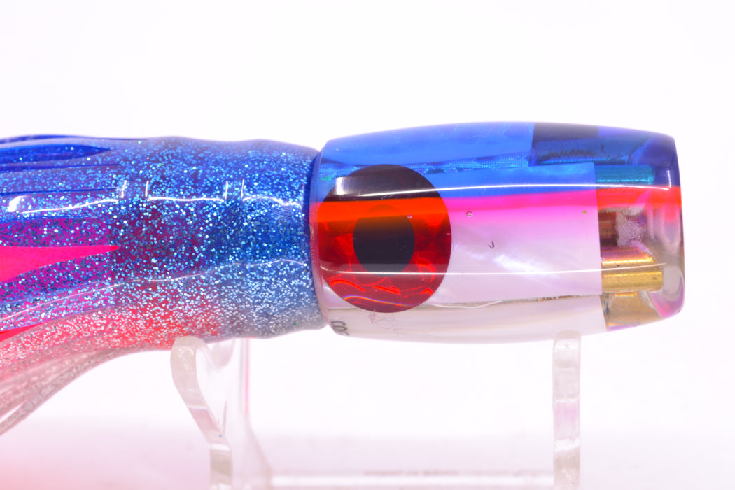 Coggin Lures Real White MOP Blue-Pink Back 4-Hole Hualalai Tado Invert 7" 3.5oz Skirted