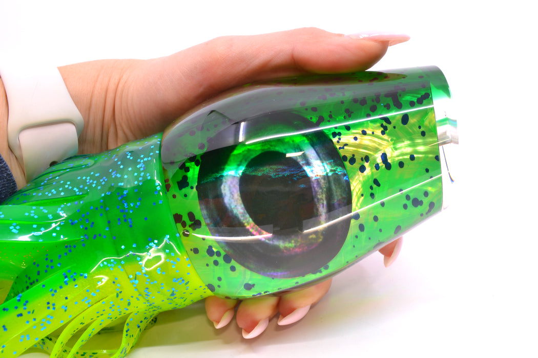 Moyes Lures Mahi MOP Green Back Taxi Eyes Sumo Teaser 27oz Skirted Mahi