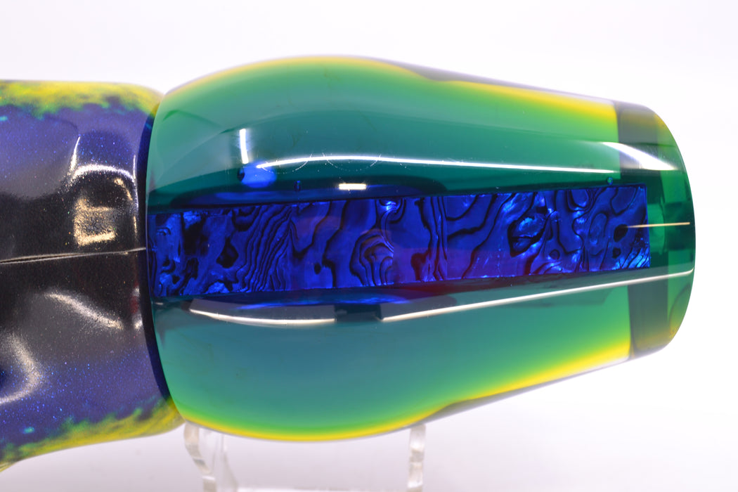 Moyes Lures Yellowfin Paua-MOP Blue-Yellow Back Sumo Teaser 26.3oz FT Vinyl Yellowfin