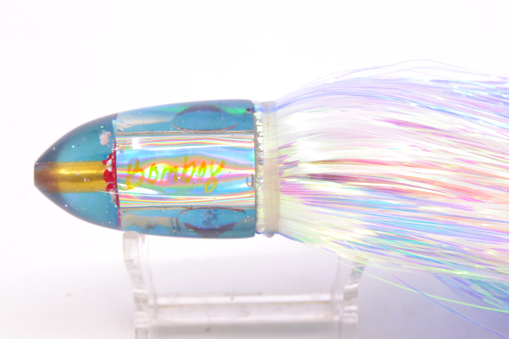 Bomboy Lures White Abalone Blue Back Baby Bomb 9" 2.8oz Flashabou Blue-White/Pink