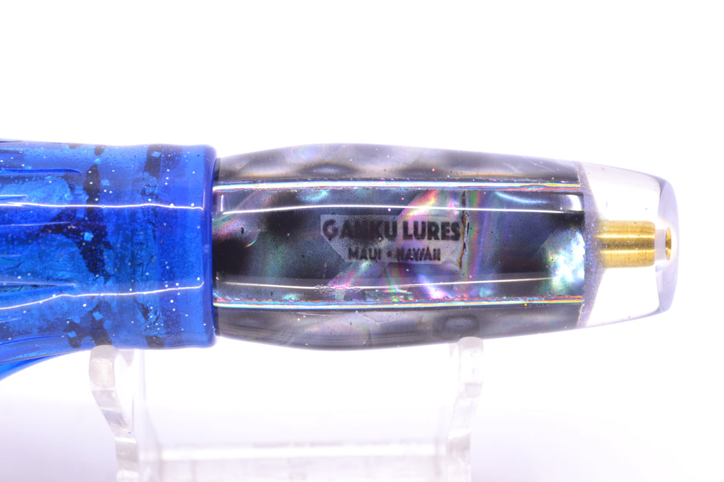 Ganku Lures Abalone Black Dots Square Longneck Cut Face 7" 6oz Skirted Purple-Blue GZE