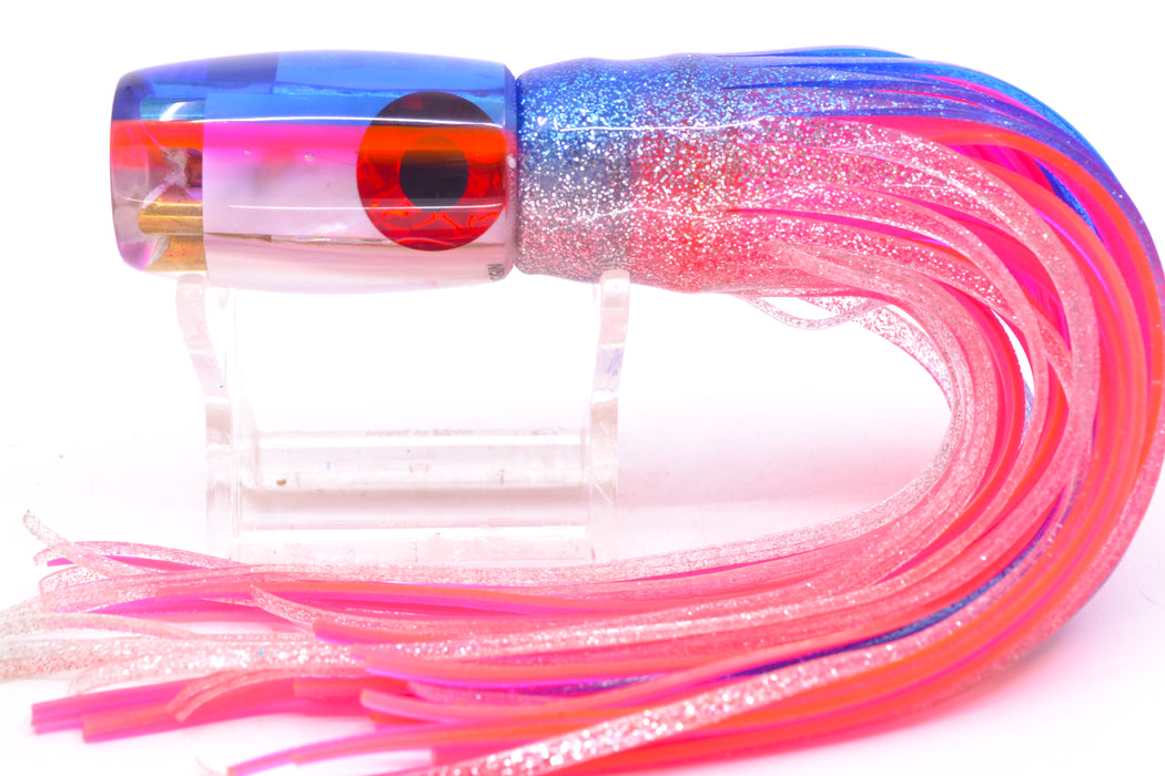 Coggin Lures Real White MOP Blue-Pink Back 4-Hole Hualalai Tado Invert 7" 3.5oz Skirted