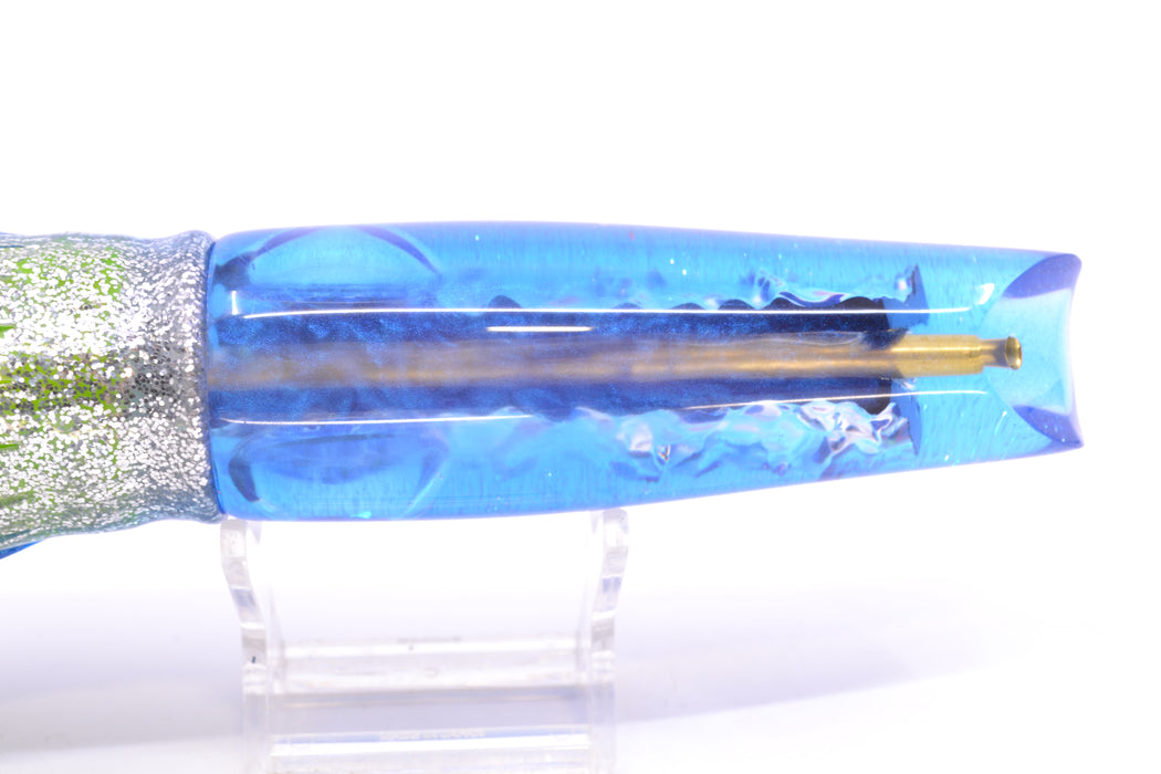 Coggin Lures Teal-Blue Dichro Blue Back Old Style Stick Swimmer 12" 8oz Skirted