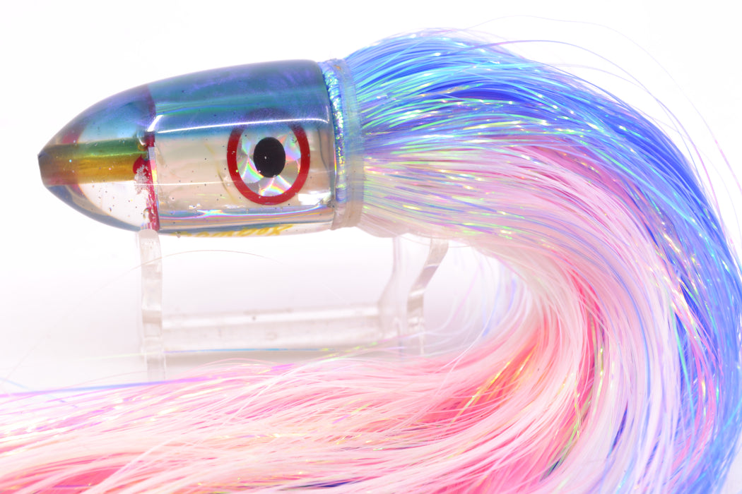 Bomboy Lures White Abalone Blue Back Baby Bomb 9" 2.8oz Flashabou Blue-White/Pink