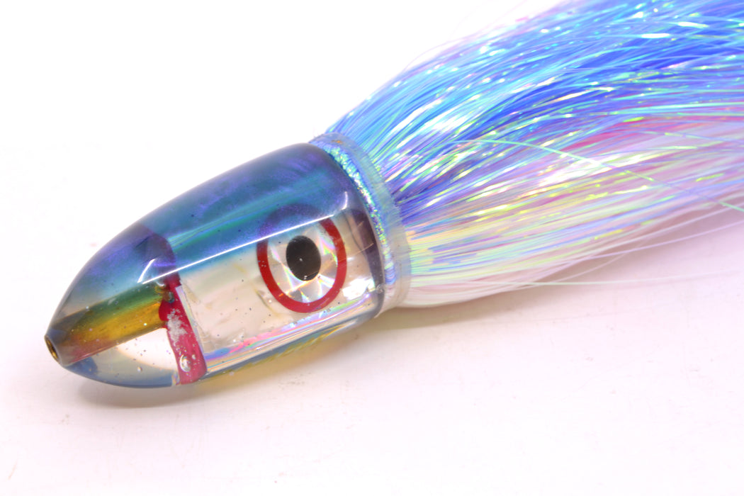 Bomboy Lures White Abalone Blue Back Baby Bomb 9" 2.8oz Flashabou Blue-White/Pink
