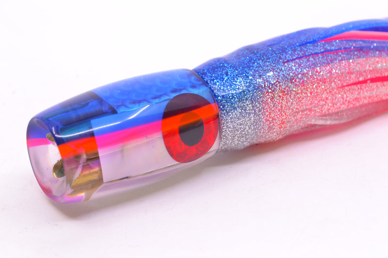 Coggin Lures Real White MOP Blue-Pink Back 4-Hole Hualalai Tado Invert 7" 3.5oz Skirted