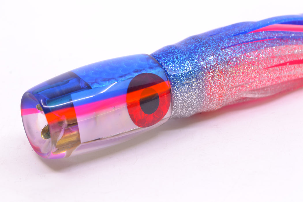 Coggin Lures Real White MOP Blue-Pink Back 4-Hole Hualalai Tado Invert 7" 3.5oz Skirted