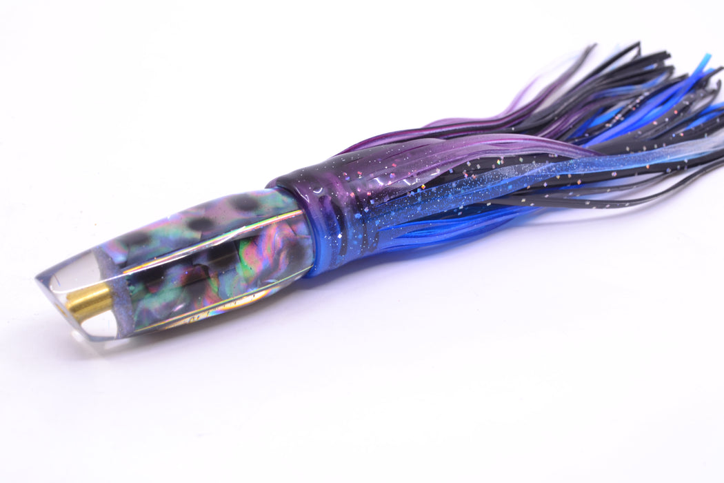 Ganku Lures Abalone Black Dots Square Longneck Cut Face 7" 6oz Skirted Purple-Blue GZE