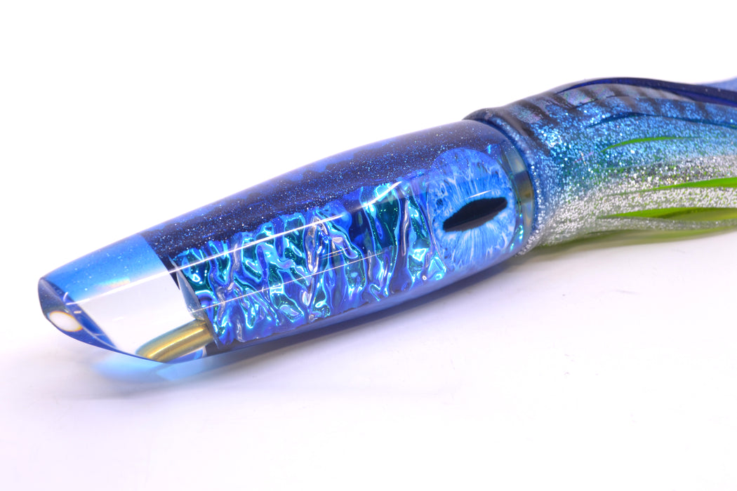 Coggin Lures Teal-Blue Dichro Blue Back Old Style Stick Swimmer 12" 8oz Skirted