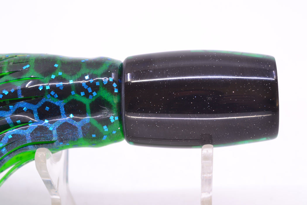 Coggin Lures Real Abalone Black-Green Back 4-Hole Hualalai Tado Invert 7" 3.5oz Skirted