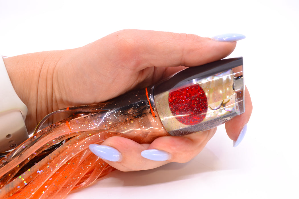 Marlin Magic Lures White Abalone Black Back Red Eyes Baby Ruckus 10" 6.5oz Skirted