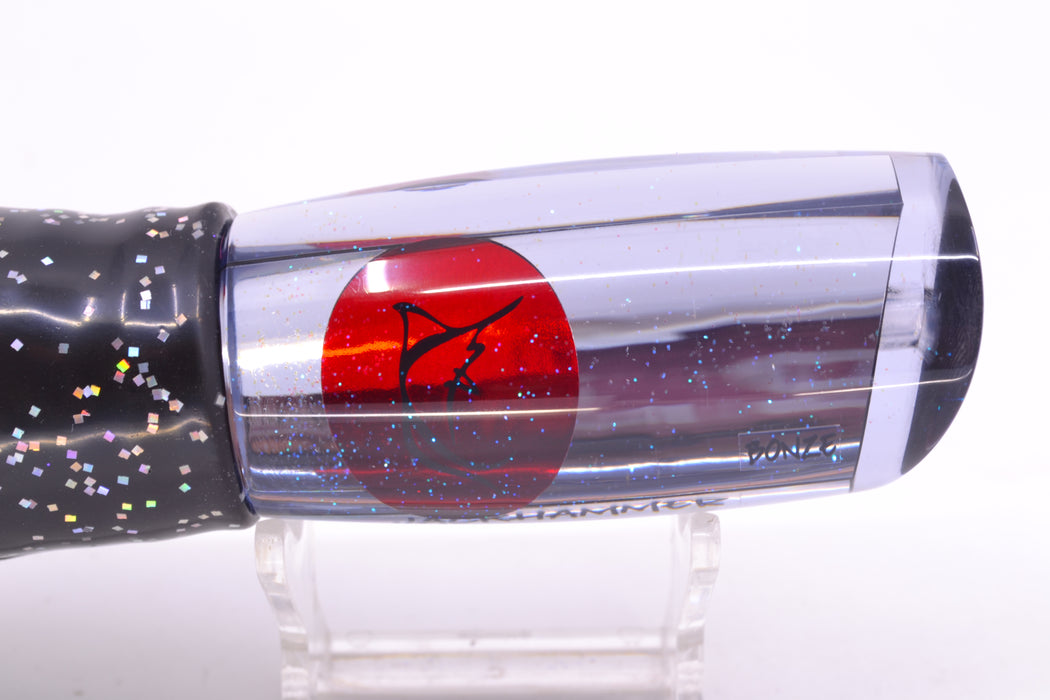 Bonze Lures Clear Mirrored Red Eyes Jackhammer 10" 8.5oz Skirted Black/Purple