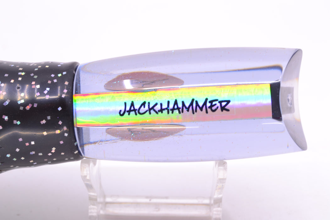 Bonze Lures Clear Mirrored Red Eyes Jackhammer 10" 8.5oz Skirted Black/Purple