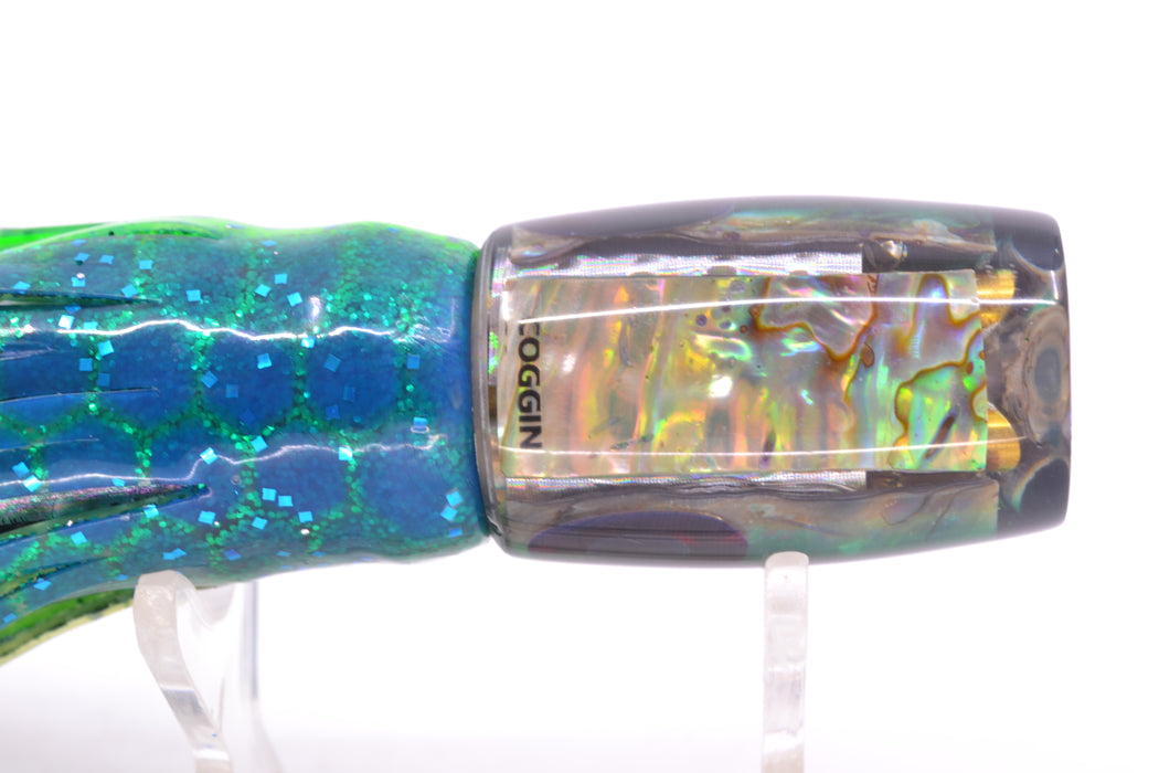 Coggin Lures Real Abalone Black-Green Back 4-Hole Hualalai Tado Invert 7" 3.5oz Skirted