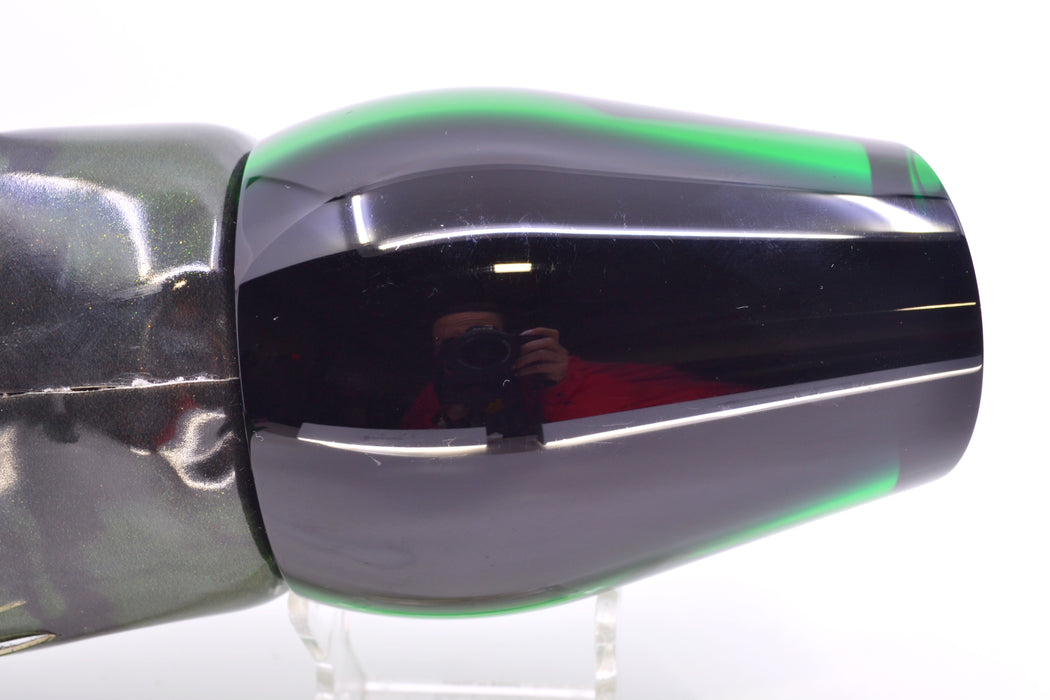 Moyes Lures Green Mirrored Black Back Sumo Teaser 26.3oz FT Vinyl Green Tiger