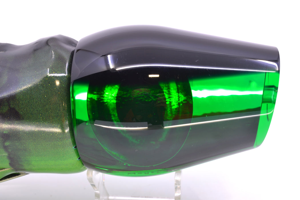 Moyes Lures Green Mirrored Black Back Sumo Teaser 26.3oz FT Vinyl Green Tiger