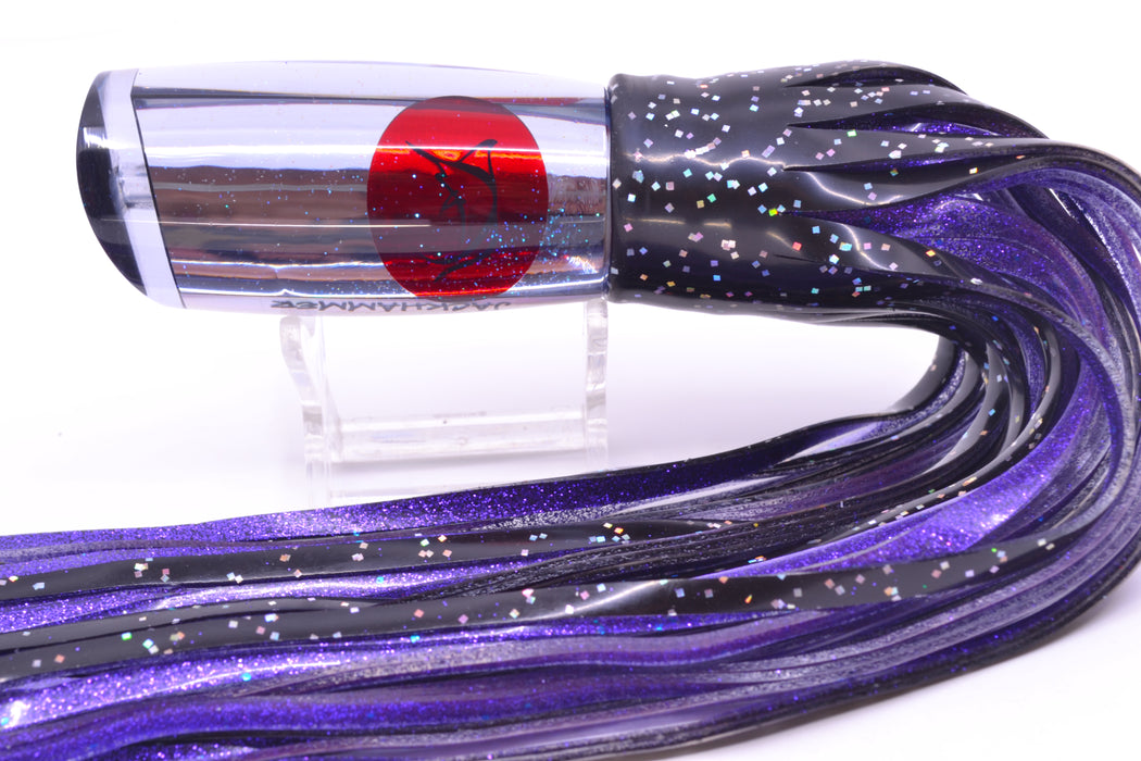 Bonze Lures Clear Mirrored Red Eyes Jackhammer 10" 8.5oz Skirted Black/Purple