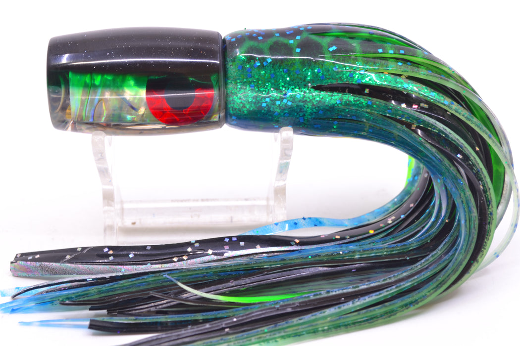 Coggin Lures Real Abalone Black-Green Back 4-Hole Hualalai Tado Invert 7" 3.5oz Skirted