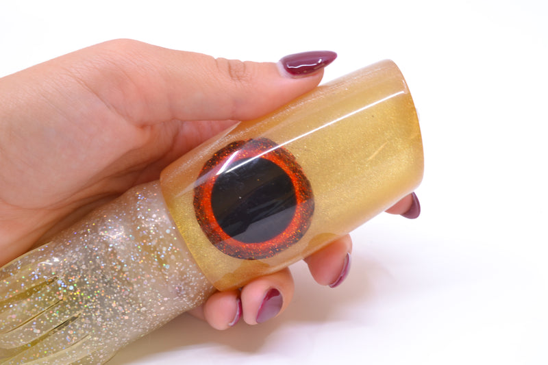 Unknown White Pearl Black-Red Eyes Plunger 12" 7.3oz Skirted New Pre-Owned