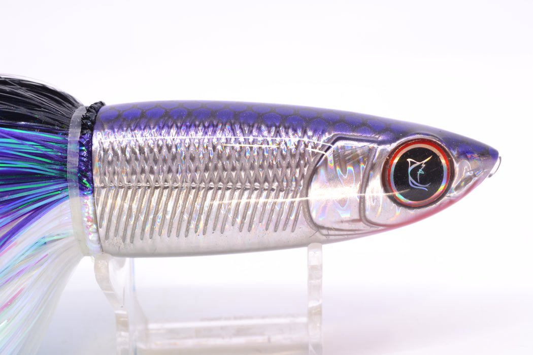 Bonze Lures Silver Rainbow Purple Dot Back Weapon X 12" 9.6oz EZ Flash Skipjack