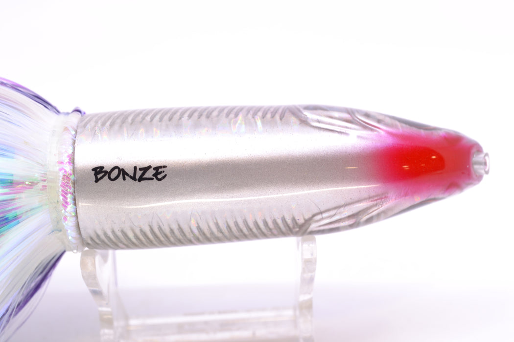 Bonze Lures Silver Rainbow Purple Dot Back Weapon X 12" 9.6oz EZ Flash Skipjack