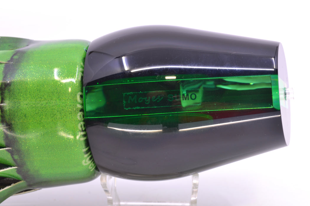 Moyes Lures Green Mirrored Black Back Sumo Teaser 26.3oz FT Vinyl Green Tiger