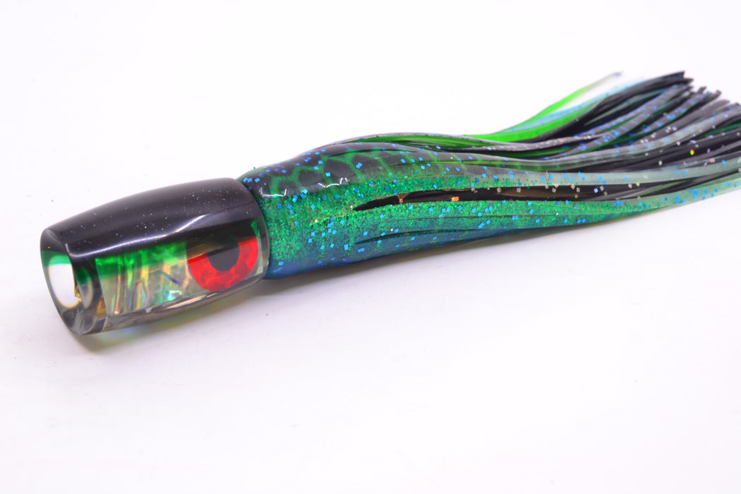 Coggin Lures Real Abalone Black-Green Back 4-Hole Hualalai Tado Invert 7" 3.5oz Skirted