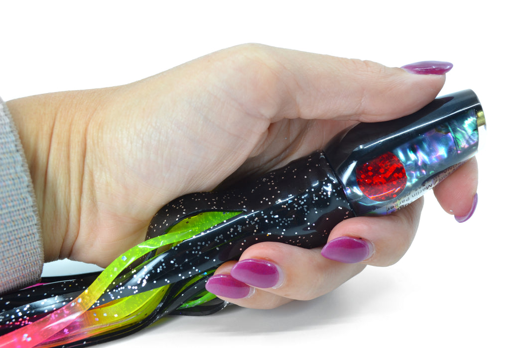 Marlin Magic Blue-Purple Abalone Black Back Red Eyes Small Pear 9" 3.7oz Skirted