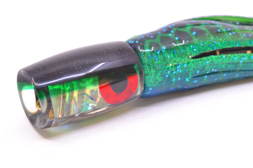 Coggin Lures Real Abalone Black-Green Back 4-Hole Hualalai Tado Invert 7" 3.5oz Skirted