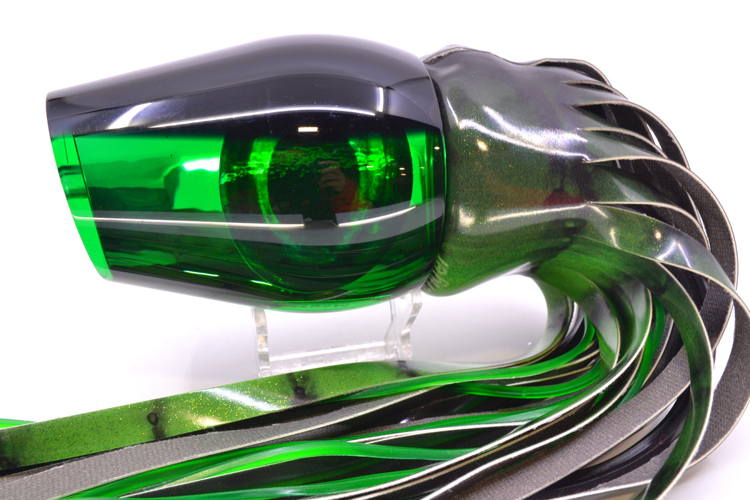 Moyes Lures Green Mirrored Black Back Sumo Teaser 26.3oz FT Vinyl Green Tiger