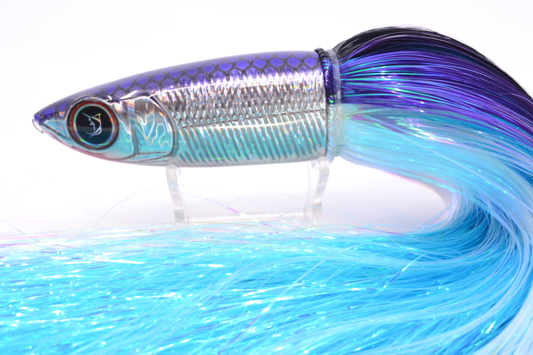 Bonze Lures Silver Rainbow Purple Dot Back Weapon X 12" 9.6oz EZ Flash Skipjack