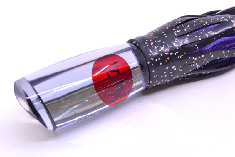 Bonze Lures Clear Mirrored Red Eyes Jackhammer 10" 8.5oz Skirted Black/Purple