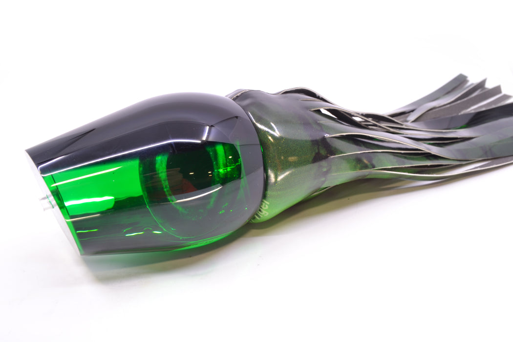 Moyes Lures Green Mirrored Black Back Sumo Teaser 26.3oz FT Vinyl Green Tiger