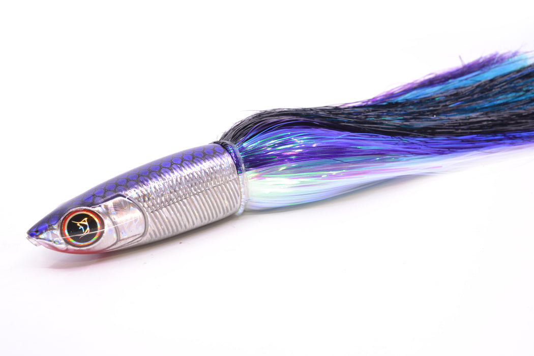 Bonze Lures Silver Rainbow Purple Dot Back Weapon X 12" 9.6oz EZ Flash Skipjack