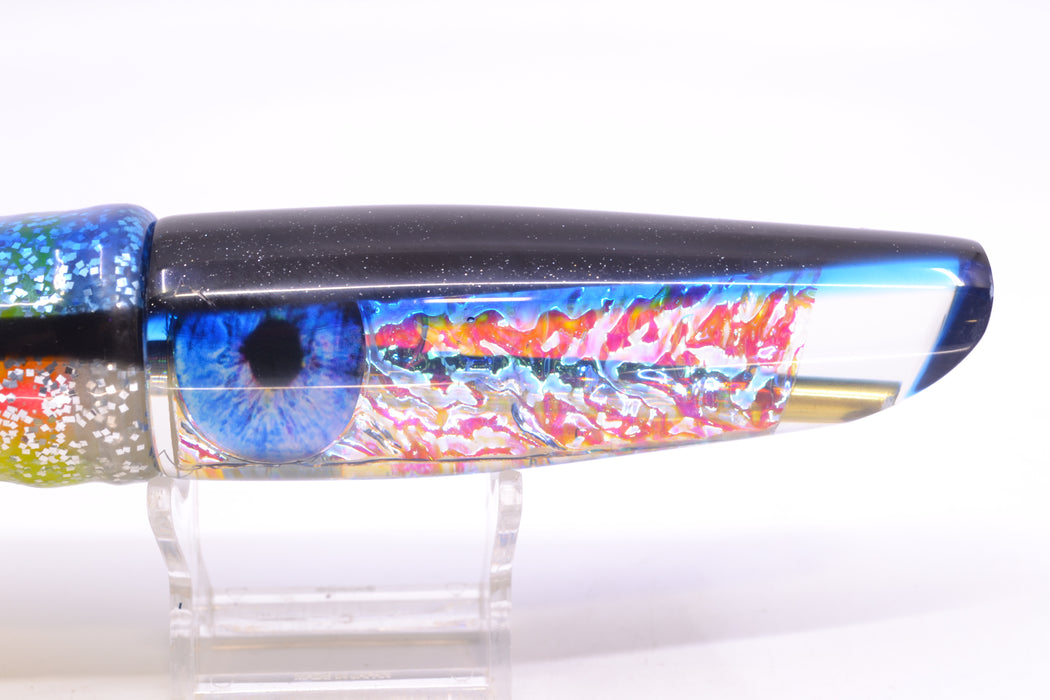 Coggin Lures Ice Rainbow Black-Blue Back Old Style Stick Swimmer 12" 8oz Skirted