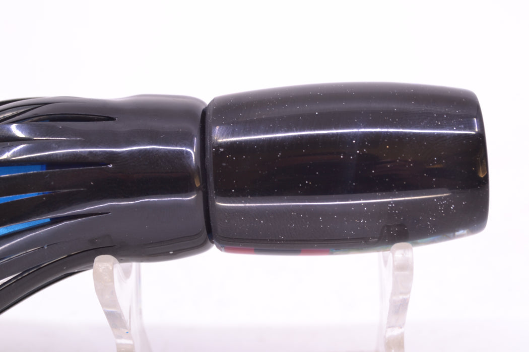Coggin Lures Real Abalone Black-Blue Back 4-Hole Hualalai Tado Invert 7" 3.5oz Skirted