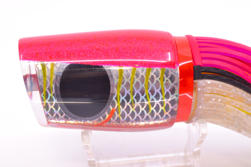 Amaral Lures Silver Pearl Rainbow Scale Chartreuse Stripes Pink Back Diamondback 12" 7oz