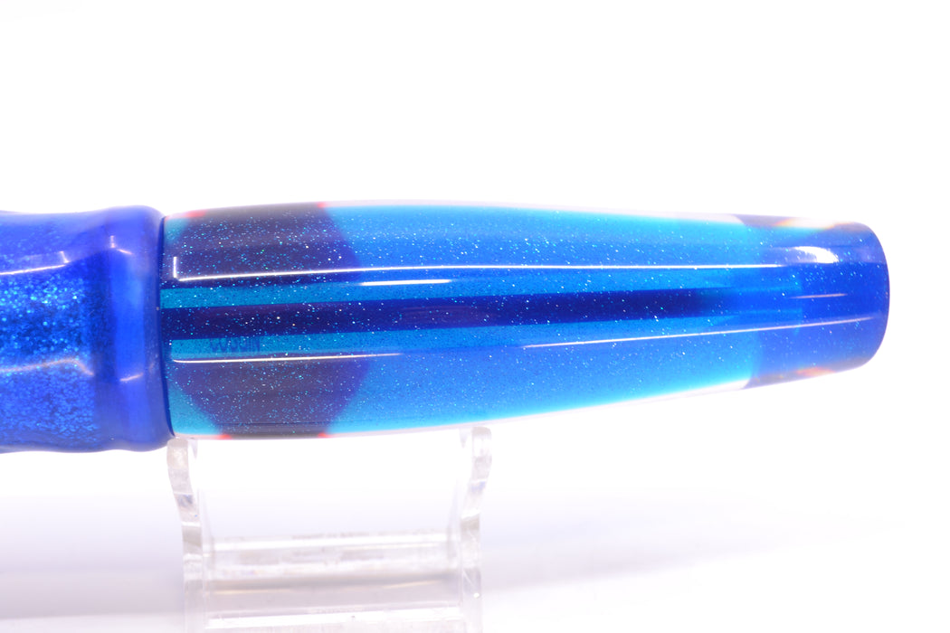 Coggin Lures Clear Mirrored Blue Back Old Style Stick Swimmer 12" 8oz Skirted Blue Skipjack