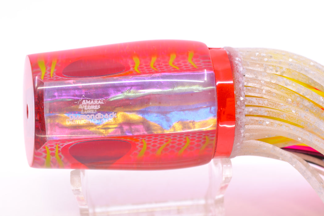 Amaral Lures Silver Pearl Rainbow Scale Chartreuse Stripes Pink Back Diamondback 12" 7oz