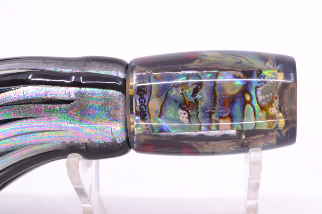 Coggin Lures Real Abalone Black-Blue Back 4-Hole Hualalai Tado Invert 7" 3.5oz Skirted