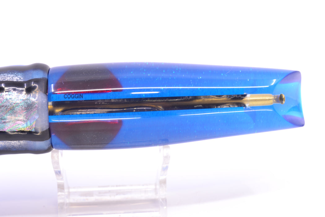 Coggin Lures Clear Mirrored Blue Back Old Style Stick Swimmer 12" 8oz Skirted Blue Skipjack