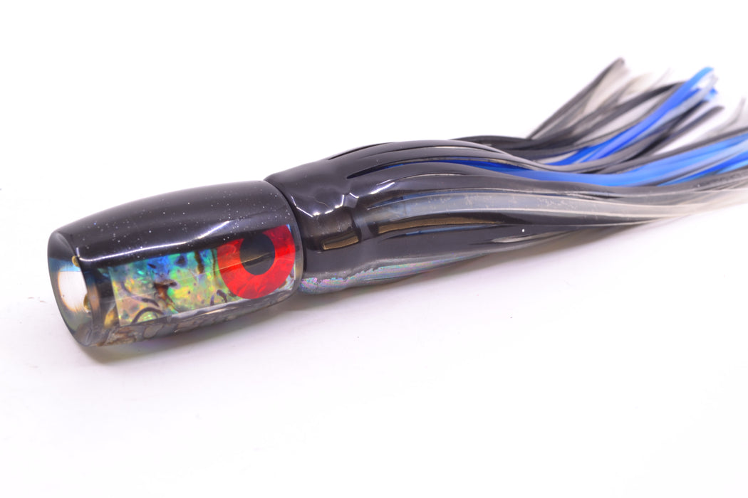 Coggin Lures Real Abalone Black-Blue Back 4-Hole Hualalai Tado Invert 7" 3.5oz Skirted
