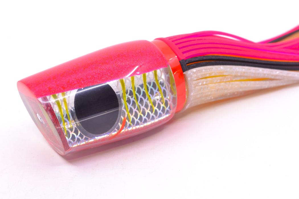 Amaral Lures Silver Pearl Rainbow Scale Chartreuse Stripes Pink Back Diamondback 12" 7oz