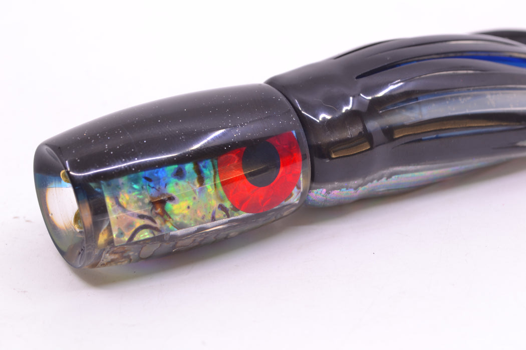 Coggin Lures Real Abalone Black-Blue Back 4-Hole Hualalai Tado Invert 7" 3.5oz Skirted