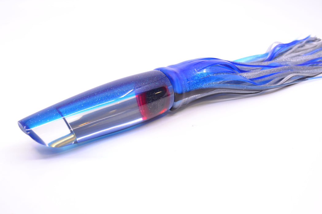 Coggin Lures Clear Mirrored Blue Back Old Style Stick Swimmer 12" 8oz Skirted Blue Skipjack