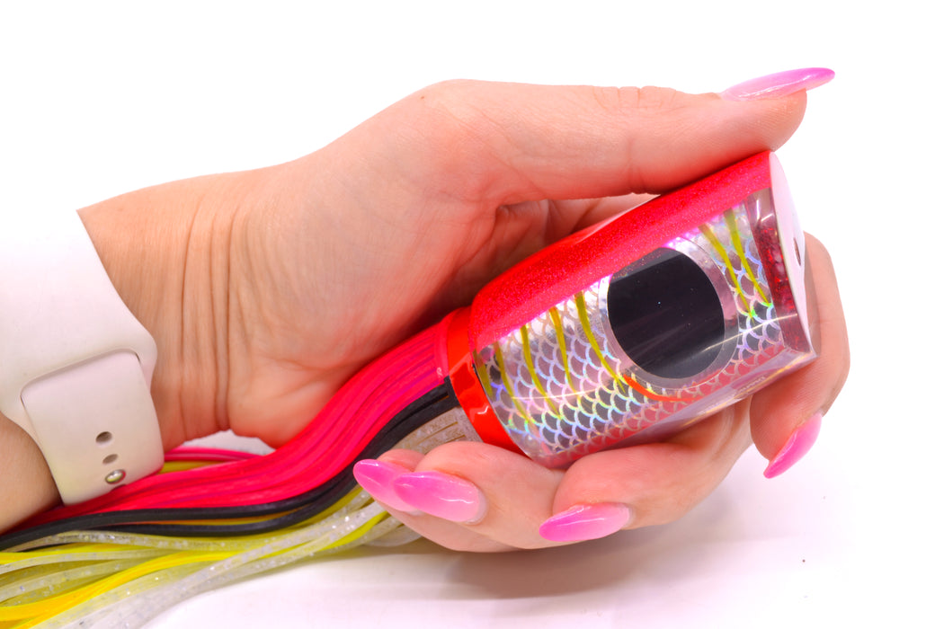 Amaral Lures Silver Pearl Rainbow Scale Chartreuse Stripes Pink Back Diamondback 12" 7oz