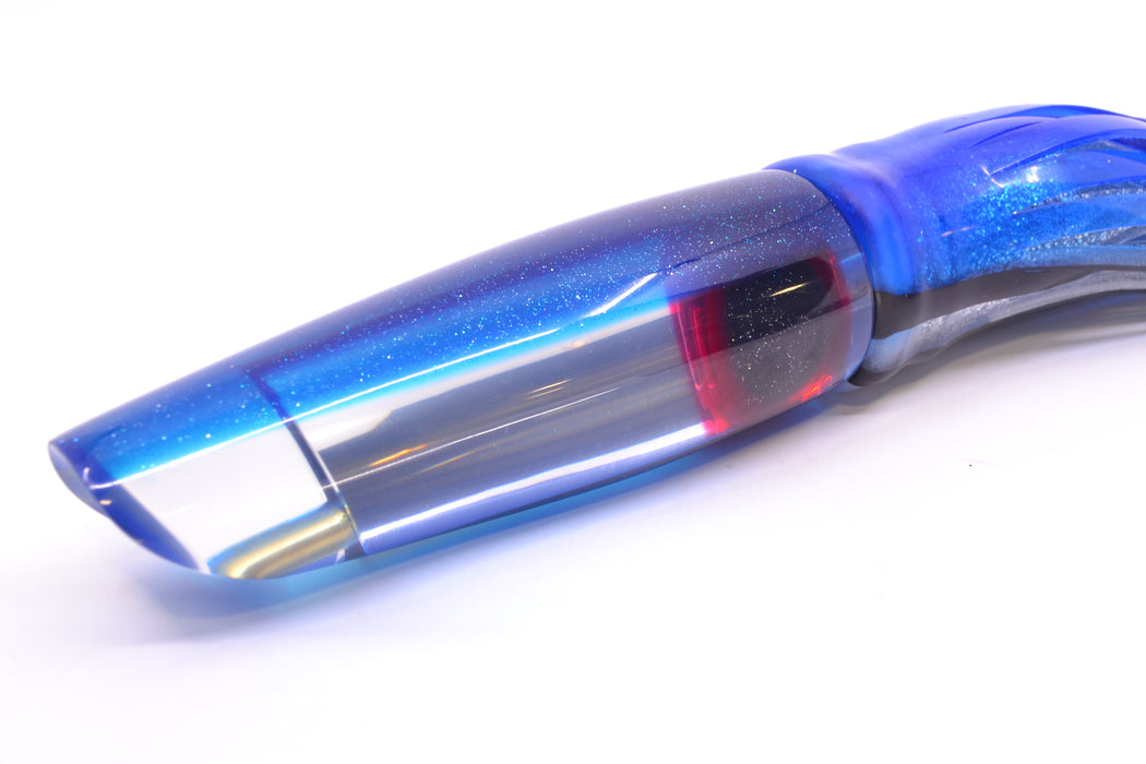 Coggin Lures Clear Mirrored Blue Back Old Style Stick Swimmer 12" 8oz Skirted Blue Skipjack