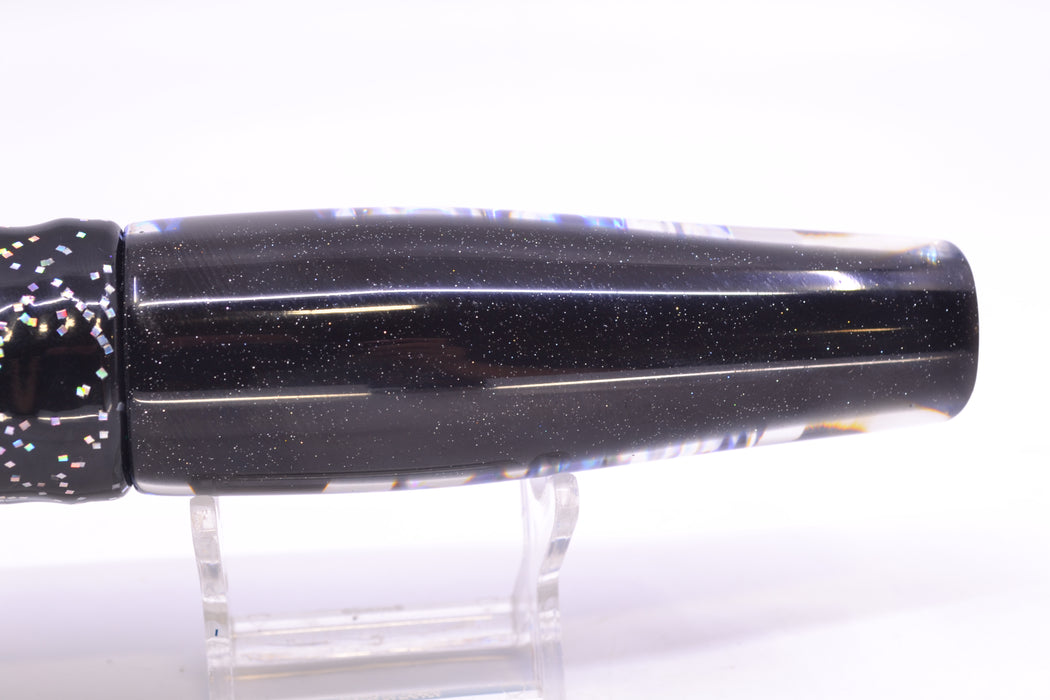 Coggin Lures Teal-Blue Dichro Black Back Old Style Stick Swimmer 12" 8oz Skirted Black