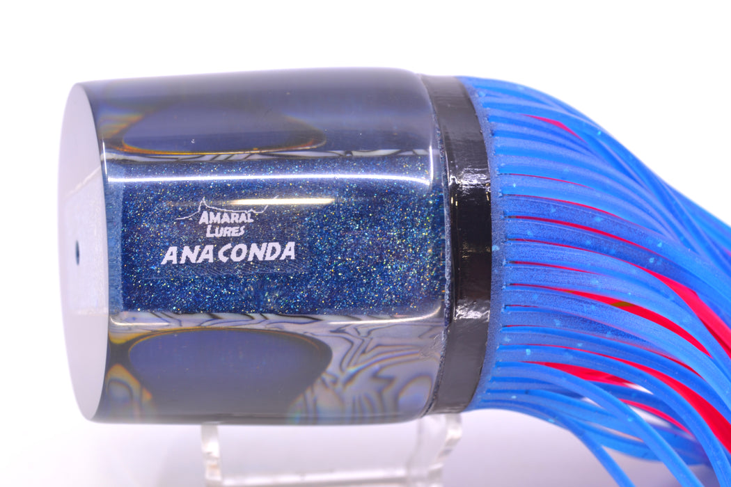 Amaral Lures Abalone Shell Blue Back Black Eyes Anaconda Teaser 19oz Blue-Red-Blue