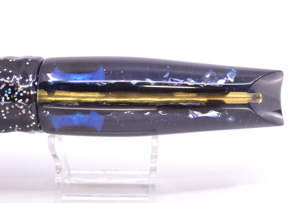 Coggin Lures Teal-Blue Dichro Black Back Old Style Stick Swimmer 12" 8oz Skirted Black